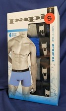 Papi 4 Boxer Briefs Cotton Stretch S Black Blue Gray, Modern Fit FREE SHIPPING 