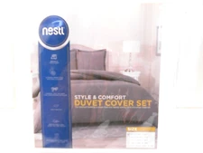 Nestl King-size 104" x 90" Duvet Cover Set White Soft Microfiber New
