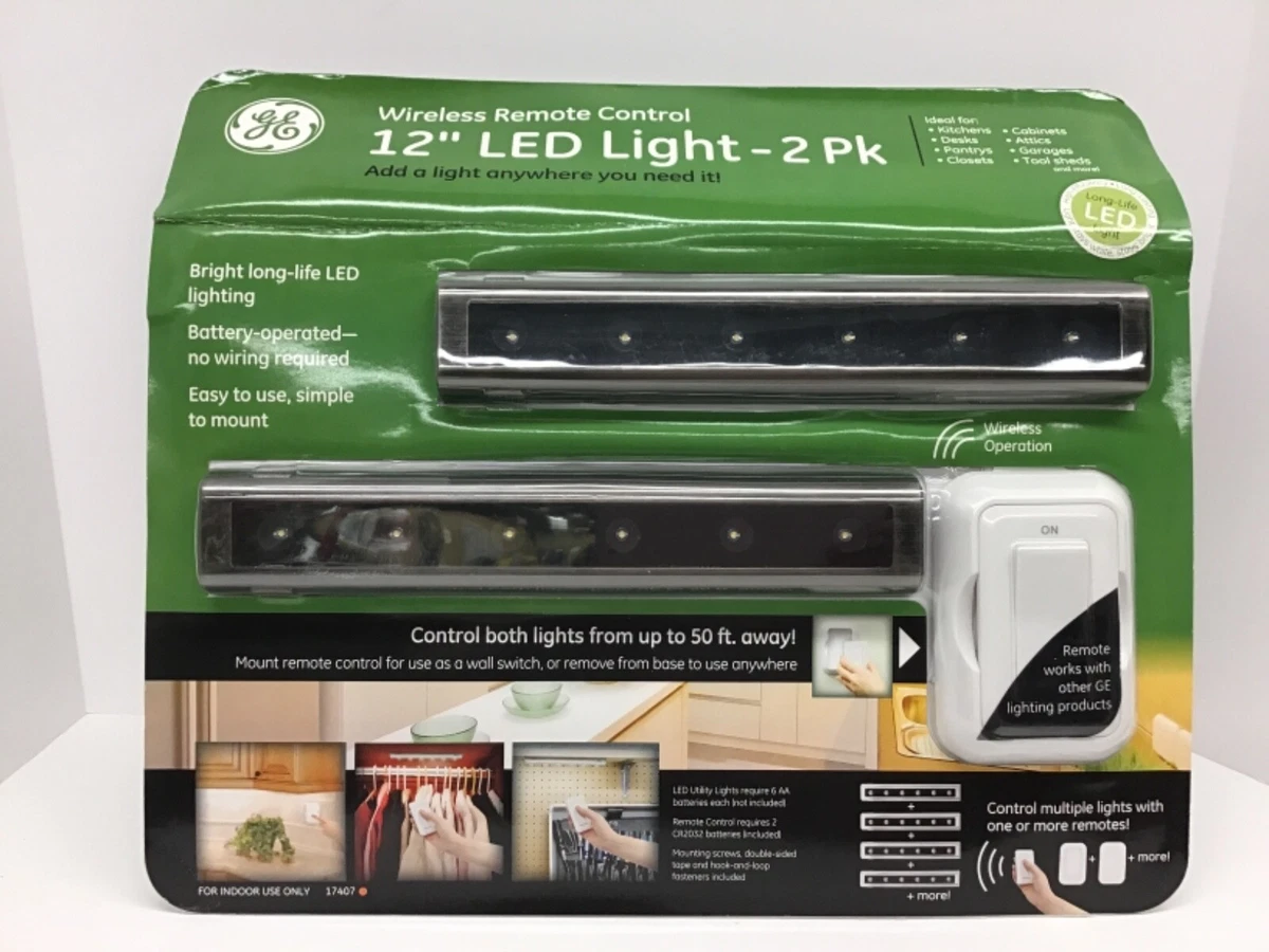 GE Wireless Remote Control LED Light Bars 2 Pack Bright White Light New