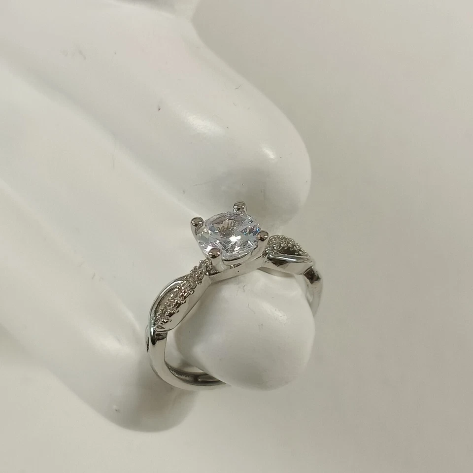 Women's Anniversary Ring Size 7.5 brass plated Prong Crystal - Image 4 of 4