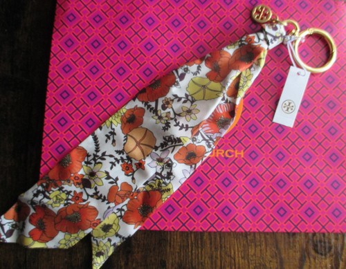 NWT Tory Burch Handbag Scarf Key Fob Chain Keychain Bag Charm - Picture 2 of 3