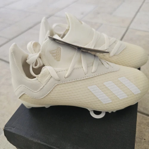 Adidas Jr X 18.3 FG J Cleats  Soccer Shoes Kids Youth 11.5 DB2417 Vintage Ivory