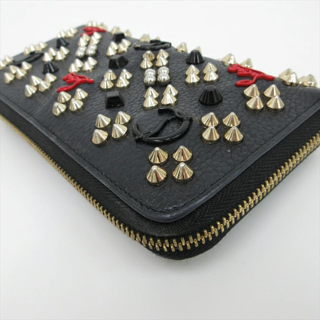 Christian Louboutin Panettone Round Zip Long Wallet Studs Black | eBay