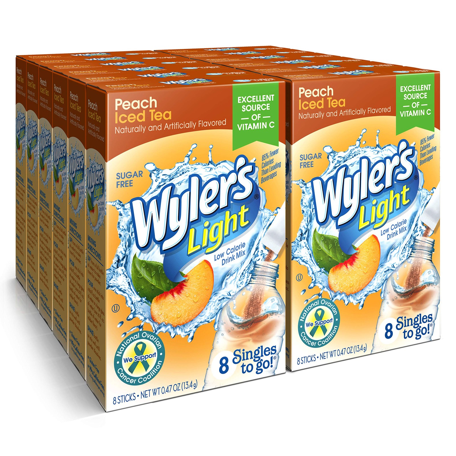 Singles To Go Packets, Water Drink Mix, 96 Single Servings, Peach Iced Tea, 7...