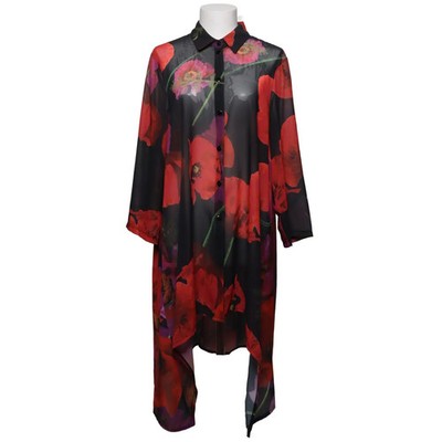 Warehouse, Blusenkleid, Größe: L, Schwarz/Rot/Lila, Blumen, Damen #u7P