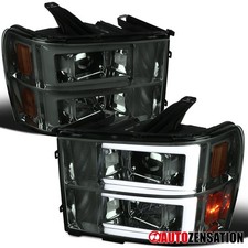 Fit 2007-2014 Gmc Sierra 1500 2500hd Denali Smoke Led Bar Projector Headlights Fit 2007-2014 Gmc Sierra 1500 2500hd Denali Smoke Led Bar Projector Headlights