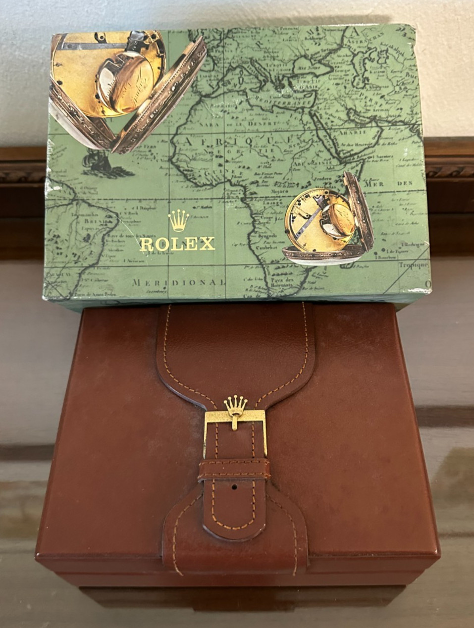 Vintage Rolex Day-Date Watch Box Case 71.00.02 Brown Wood w/ Outer Box *READ*