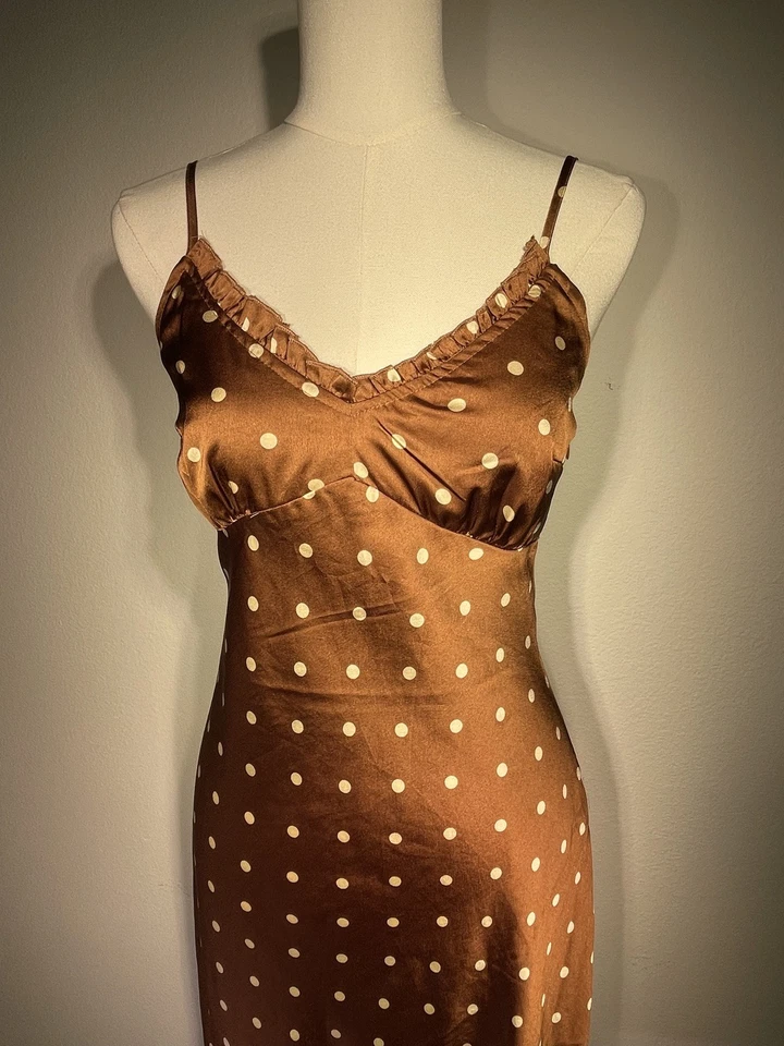Babydoll Midi Slip Lunares Y2K Mujer’s Vestido Pequeño Dinero Antiguo Clásico Romántico  Foto 4 de 4