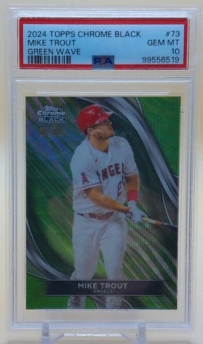 2024 Topps Chrome Black - Mike Trout #73 Green Wave Refractor /99 PSA 10