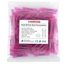100PCS Heat Shrink Butt Wire Connectors 22-16 AWG, Insulated Waterproof