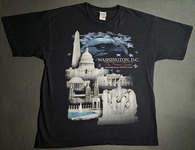 Smithsonian Institution Washington DC Graphic T-Shirt Sz XL Blue Eagle Landmarks