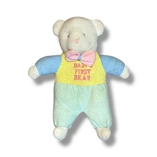 Vintage Soft Dreams Baby's First Teddy Bear Bow Terry Cloth Baby Plush Pastels