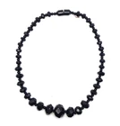 Vtg. Art Deco Bakelite Faceted Jet Black Bead Costume Jewelry Necklace  - S1