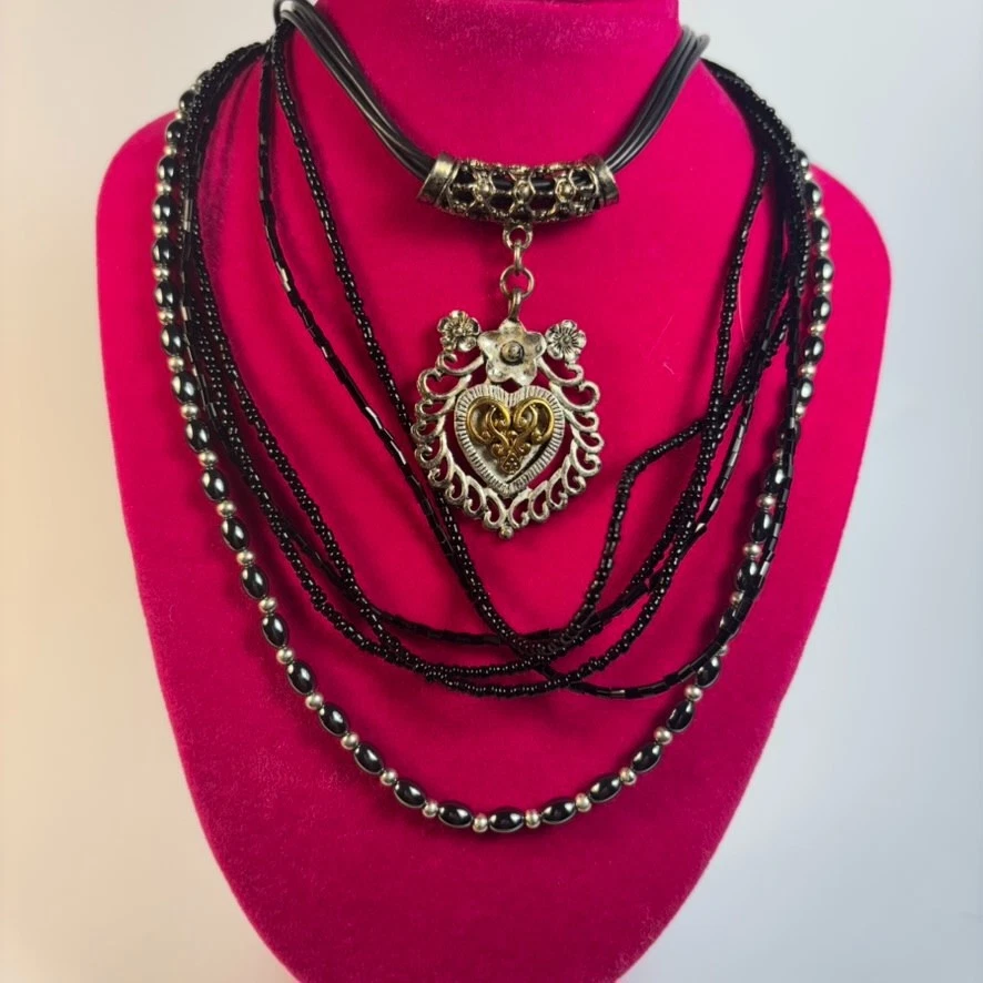 Lote Collar Núcleo Gótico Años 90 Motociclista Pollito Piezas De Colección Negro y Plata Foto 2 de 4