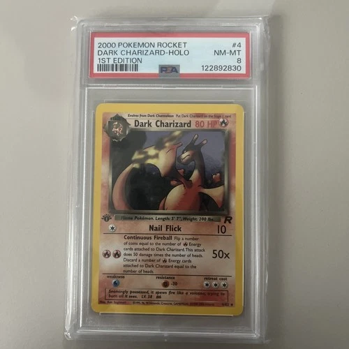 Pokemon PSA 8 Dark Charizard #4 Holo 1ST Edition Team Rocket 2000 English