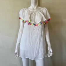 NEW Forever 21 Dress Womens Medium Neon Tassle White Festival NWT