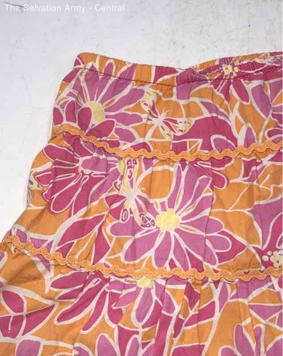 Lilly Pulitzer Girls Pink Orange Cotton Elastic Waist Pull-On A-Line Skirt Sz 3 - Picture 3 of 6