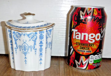 Antique Wedgwood Blue & White Lidded Trinket Jar Etruria England Gilt Trim Rare