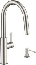 Kitchen Faucet with Soap Dispenser, Modern Brushed Nickel, Single Handle High Ar