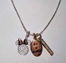 Disney 'Love Is Bowtiful' Fine Silver Plated Minnie Mouse Necklace Charm Girls