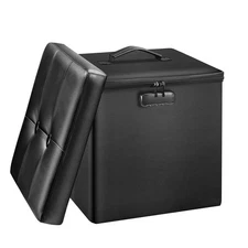 Small Ottoman with Storage 13X13X13 inch Fireproof Safe Folding Lock