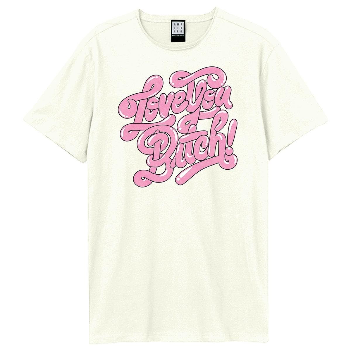 Amplified Unisex Adult Love You Bitch Lizzo T-Shirt (XXL) (Vintage White)
