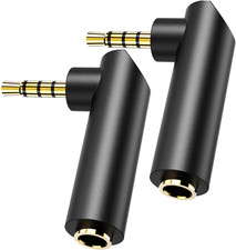 3.5mm Male to Female Audio Adapter 90 Right Angle Stereo Jack AUX 2 Pack
