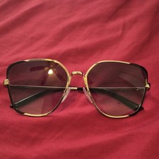 Prada SPR 60Y Geometric Oversized Gold Women's Sunglasses Brown Lens
