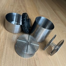 Stainless Steel Film Processing Developing Tanks, One Lid, and Two 35mm Reels