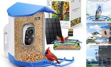 2.5K HD Smart Bird Feeder with Camera for Outdoors Solar Powered Wireless Blue