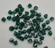 Swarovski Crystal Emerald Satin Bicone Beads; 4mm 24pc or 6mm 12pc
