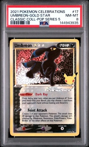 Umbreon-gold Star 17 Celebrations Classic Collection Pokemon PSA 8 *935