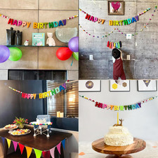 Pre-Strung Happy Birthday Banner - Felt Ball Garland - Reusable HAPPY BIRTHDA...