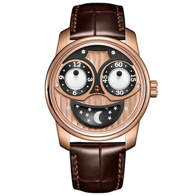 Men Luxury Automatic Watch Mechanical Watch Smile Face Moon Phase Leather Strap