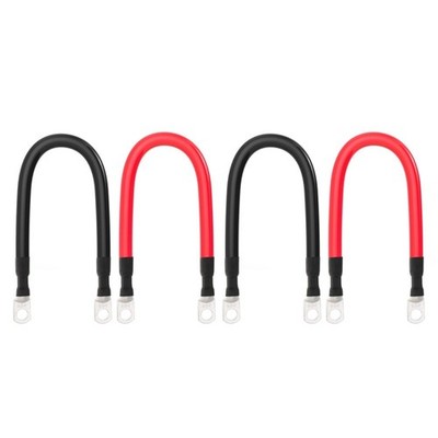 Battery Cable 2 AWG with Lugs for Inverter, Boat, RV, Car - 1FT,4 Pack