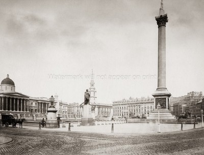 UK London Trafalgar Square Nelson's Column Lions Statues Vtg. Photo 19thC.