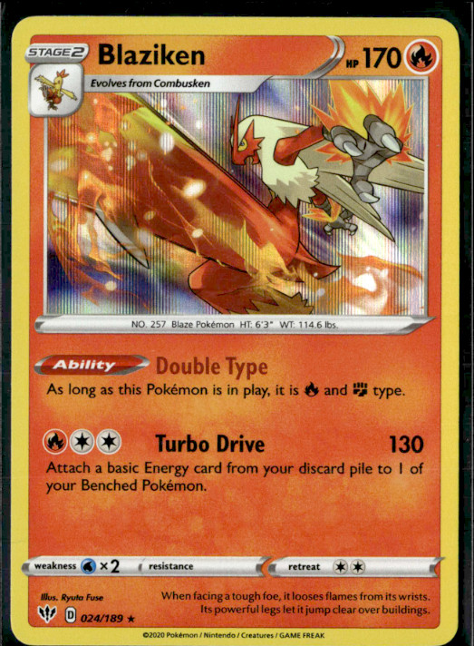 Blaziken Holo Rare SWSH03: Darkness Ablaze 024/189 NM