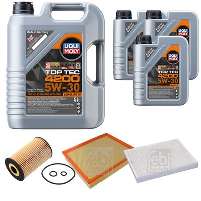 FEBI BILSTEIN Inspektionspaket 8L Liqui Moly Top Tec 4200 5W-30 für VW Amarok
