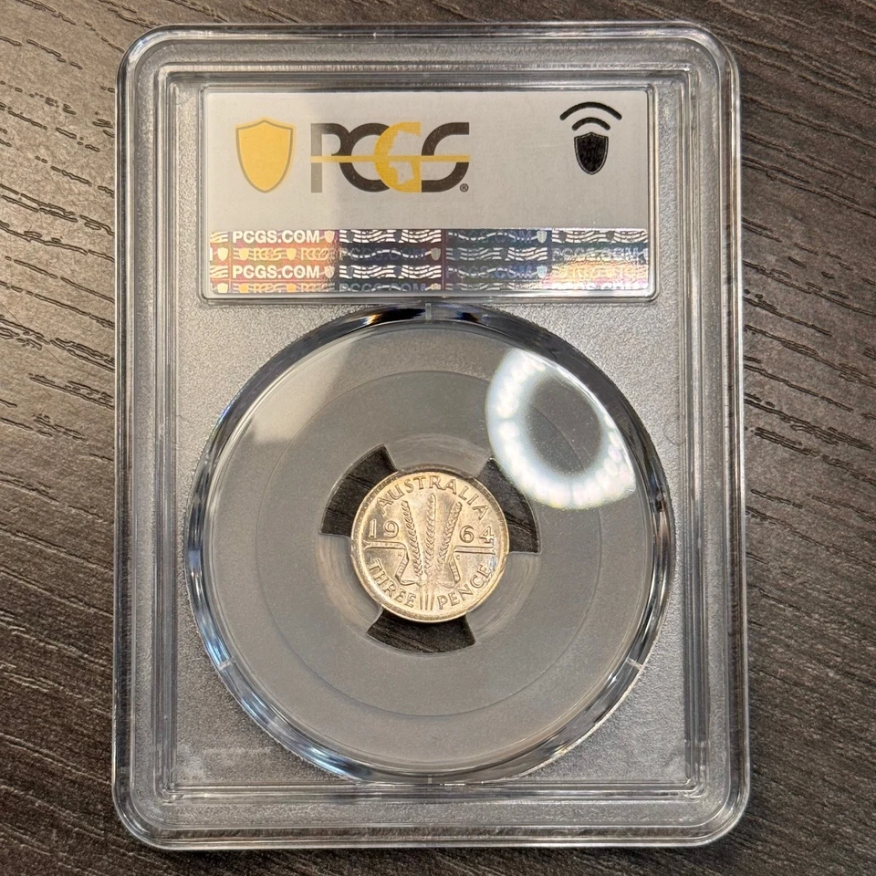 MS66 1964(m) Australia Silver 3 Pence, PCGS Trueview- Pretty Toned, Nice Luster - Image 3 of 4