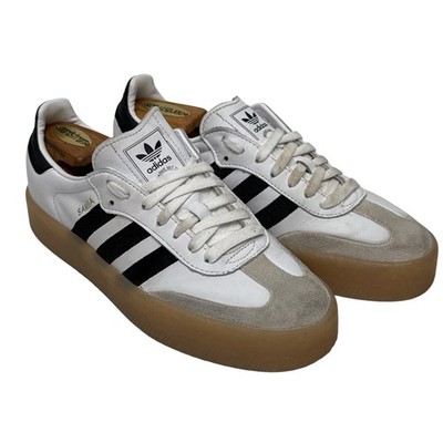 Adidas Sambae Women's Size 8.5 OG Leather Shoes 'White/Black/Gum' - IG5744
