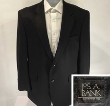 Jos A Bank Mens Sport Coat 44R Blazer 100 Cashmere Black Jacket 2 Button Thick