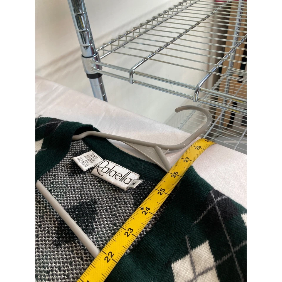 Cárdigan Suéter Vintage Rafaella Mujer Argyle Talla M Merino Old Money Academia Foto 3 de 4