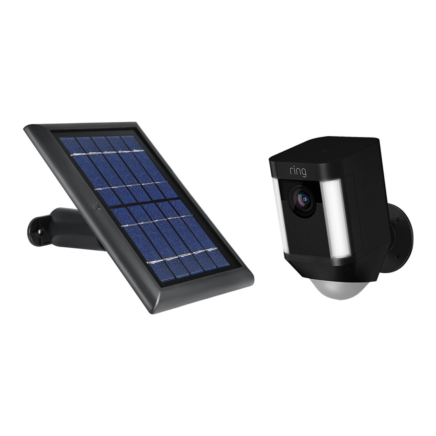 Ring Spotlight Cam Battery with Solar Panel Bundle Deal Camera (1 Pack, Black)