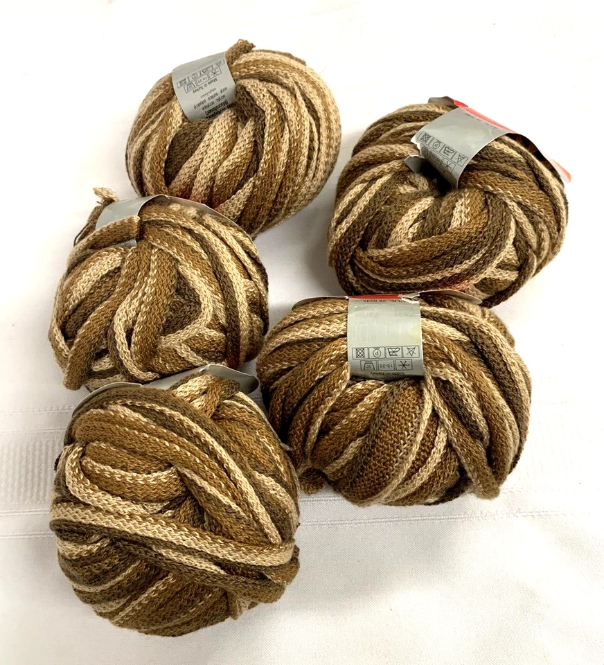 5 NEW~Schoeller &Stahl~ALOHA STRIPES Ribbon Yarn #02 Multi Brown/Tan Stripe~ LOT - Image 2 of 4