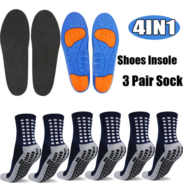 3Pairs Men's Anti Slip Sport Cotton Socks Soccer W/ Grips +Orthotic