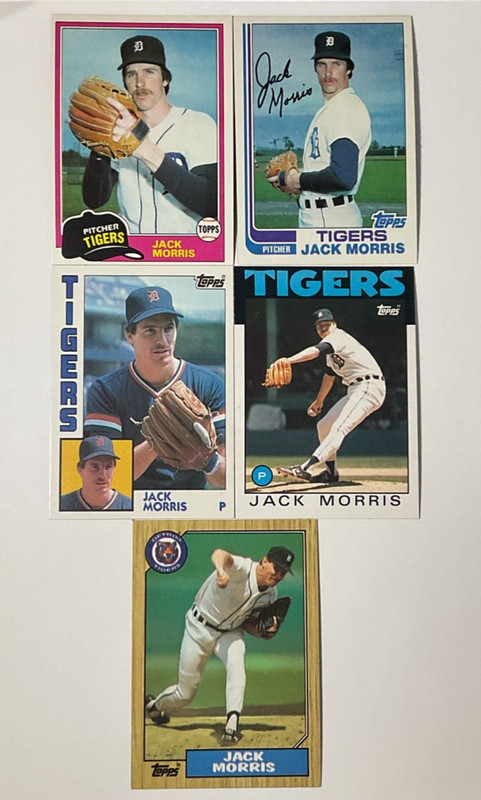 topps 1981, 1982, 1984, 1986, 1987 Jack Morris