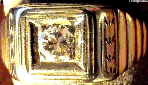 VINTAGE GENUINE 1/4 CARAT DIAMOND SOLITAIRE RING ,1930s Era , 14K TT GOLD