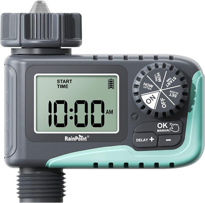 RAINPOINT Sprinkler Timer, Water Timer Programmable Garden Gray, Green 