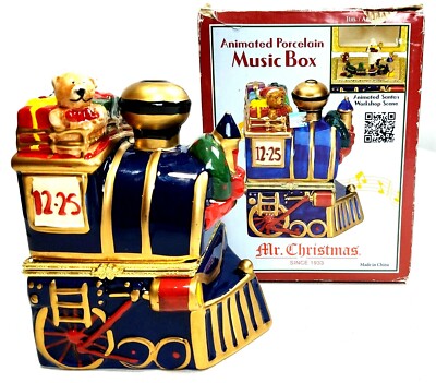 2012 Mr. Christmas Porcelain Cho Cho Train Music Box    Santa's Workshop Scene 