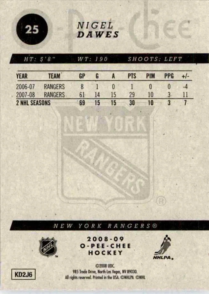 2008-09 O-Pee-Chee Nigel Dawes #25 - Image 2 of 2